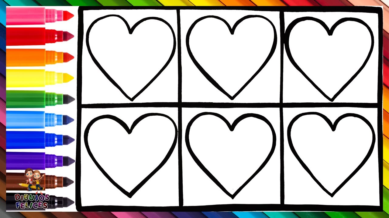 Dibuja y colorea corazones arcoiris âïðððððð dibujos para niãos