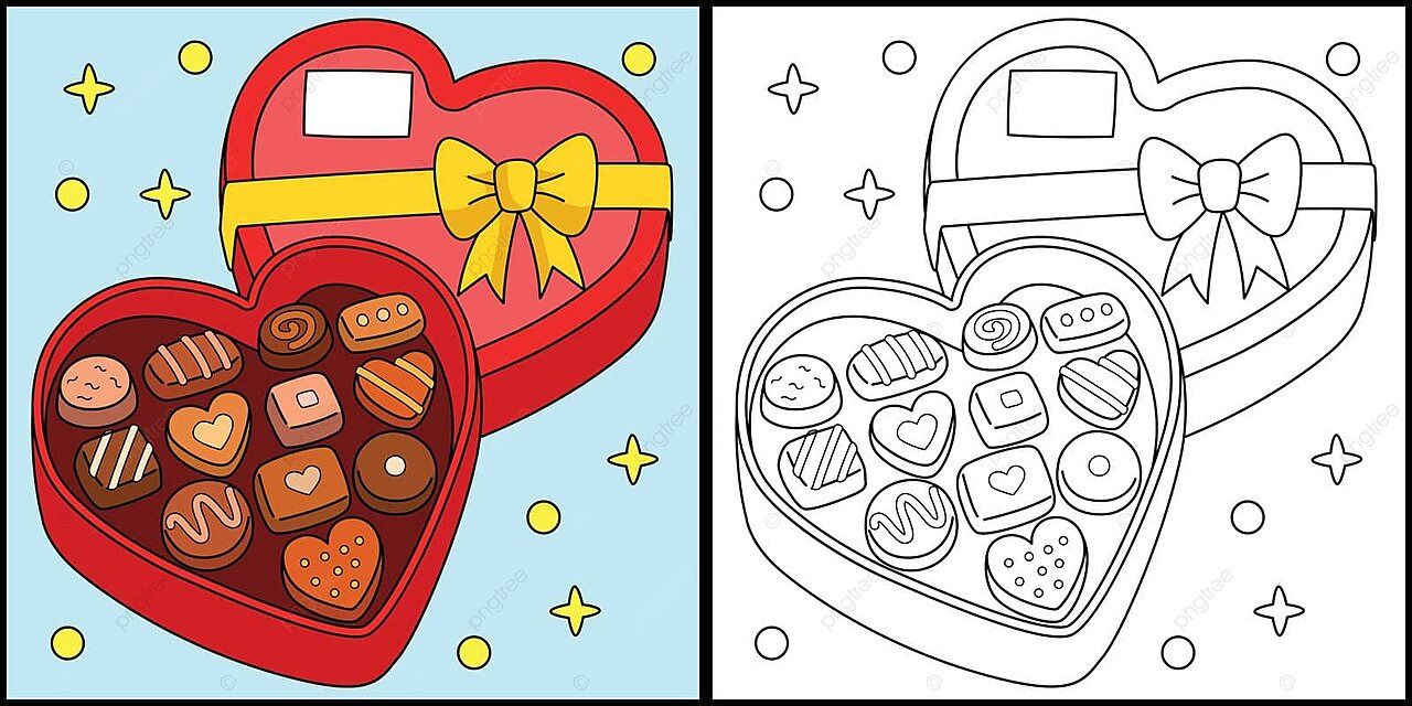 Dãa de san valentãn chocolate corazãn ilustraciãn celebraciãn pãgina para colorear libro para colorear vector png celebracion pãgina para colorear libro de colorear png y vector para dcargar gratis
