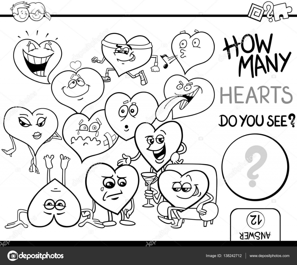 Contar los corazones para colorear vector de stock por izakowski