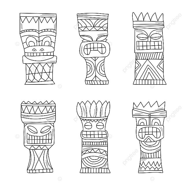 Fondo ãdolos tiki polinios tallados una obra matra de madera monocromãtica de deidad foto e imagen para dcarga gratuita
