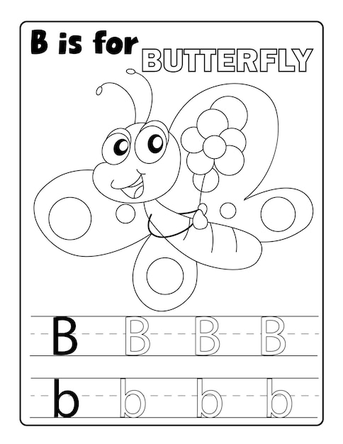 Premium vector alphabet learning and writing with cute animal coloring and activity book