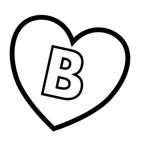 Desenho de letra b em coraãão para colorir desenhos para colorir e imprimir gratis