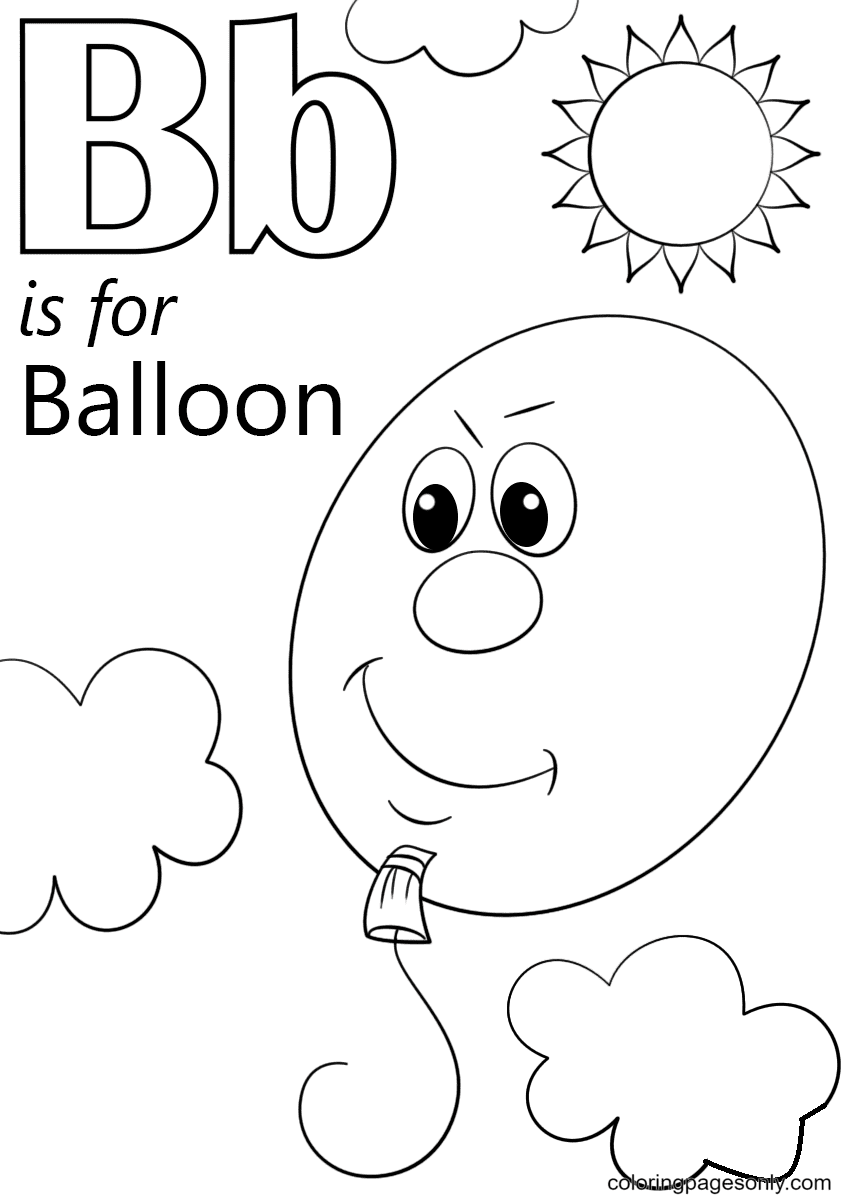 A letra b ã para pãginas para colorir de balãµes