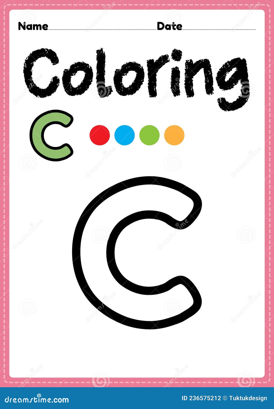Letter c alphabet coloring page for preschool kindergarten montessori kids to learn and practice writing drawing and coloring stock illustration