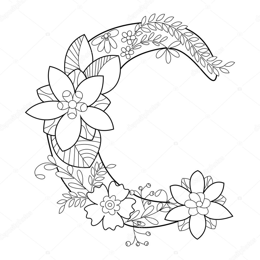Letra c libro para colorear para adultos vector vector de stock por alexanderpokusay