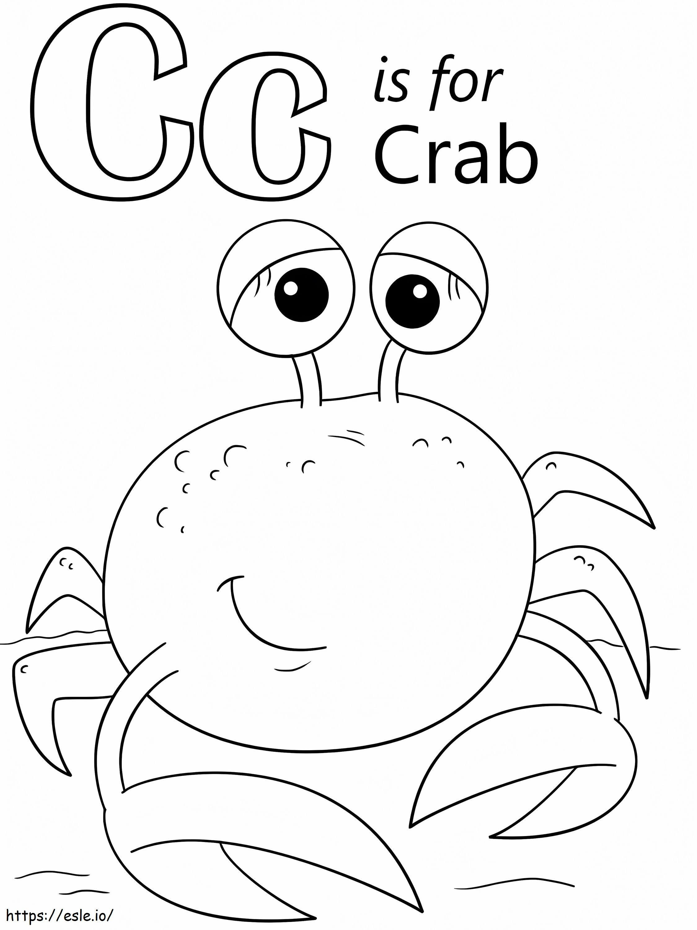 Crab letter c coloring page