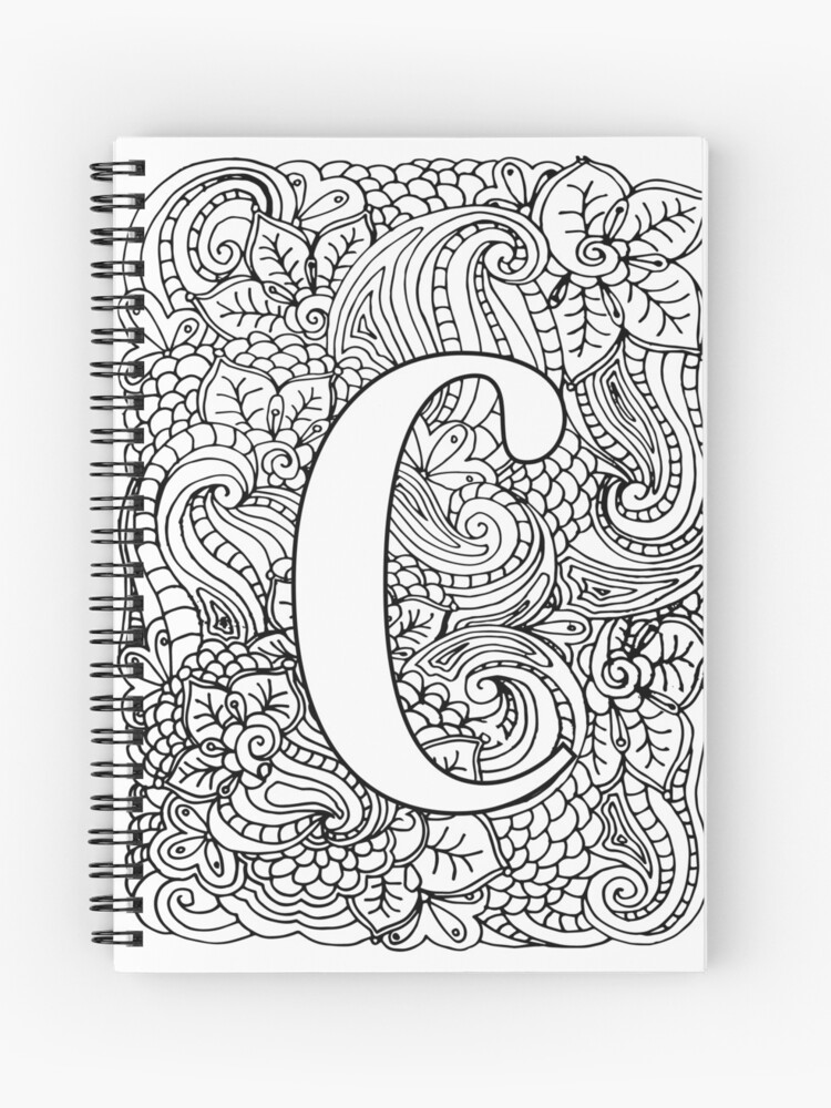Cuaderno de espiral for sale con la obra pãgina para colorear de adultos monograma letra c de mamasweetea