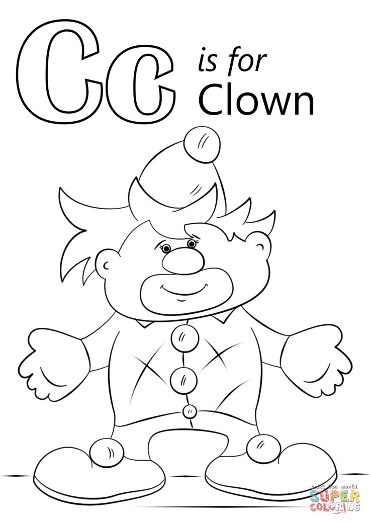 Letter c is for clown loring page free printable loring pages alphabet loring pages letter c loring pages abc loring pages