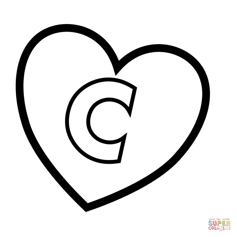 Dibujo de letra c en un corazãn para colorear dibujos para colorear imprimir gratis