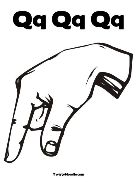 Sign language letter q coloring page from twistynoodle sign language sign language phrases sign language letters