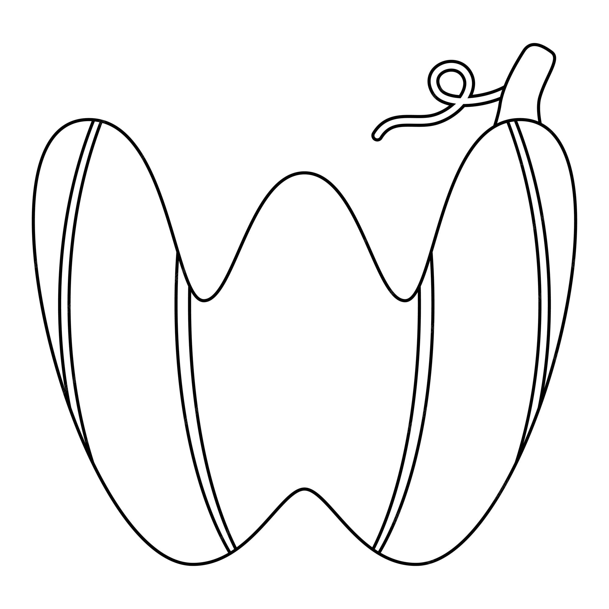 Premium vector coloring page with letter w for kids