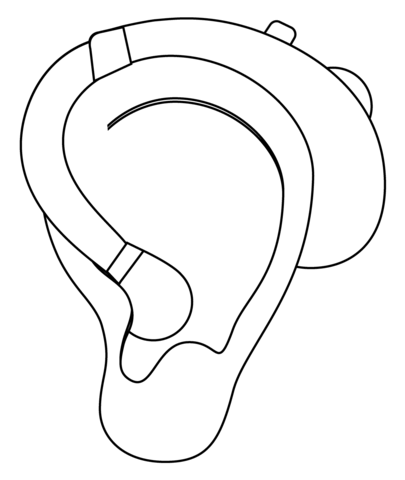 Ear with hearing aid emoji coloring page free printable coloring pages