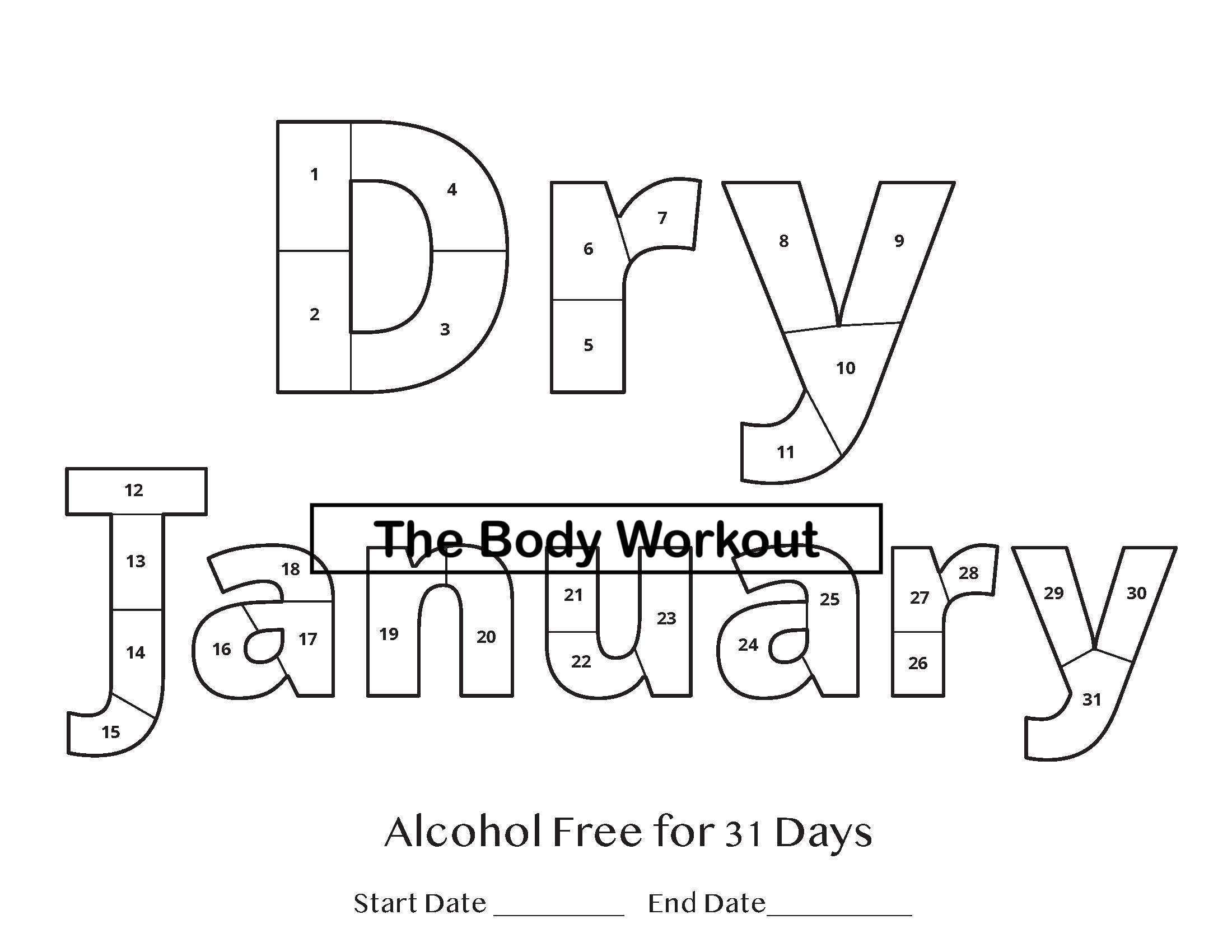 Dry january tracker drynuary sober printable tracker
