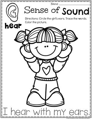 Explore the sense of sound with this engaging coloring page