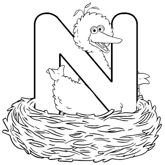 Desenhos da letra n para colorir e imprimir