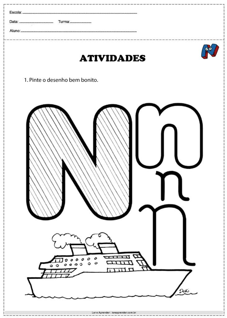 Atividades a letra n para imprimir