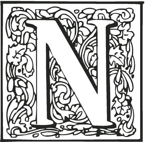Letter n with ornament coloring page free printable coloring pages