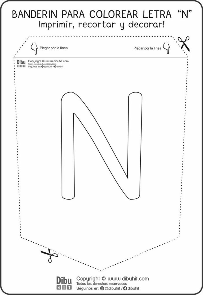 Banderãn para colorear letra n â