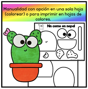 Letra n nopal manualidad del abecedario letter nn craft spanish na ne ni no nu