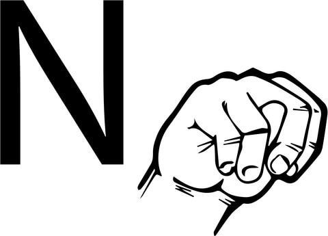 Desenho de linguagem de sinais asl letra n para colorir desenhos para colorir e imprimir gratis