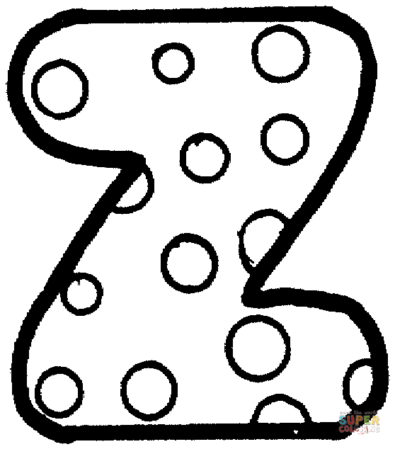 Letter z with polka dot coloring page free printable coloring pages