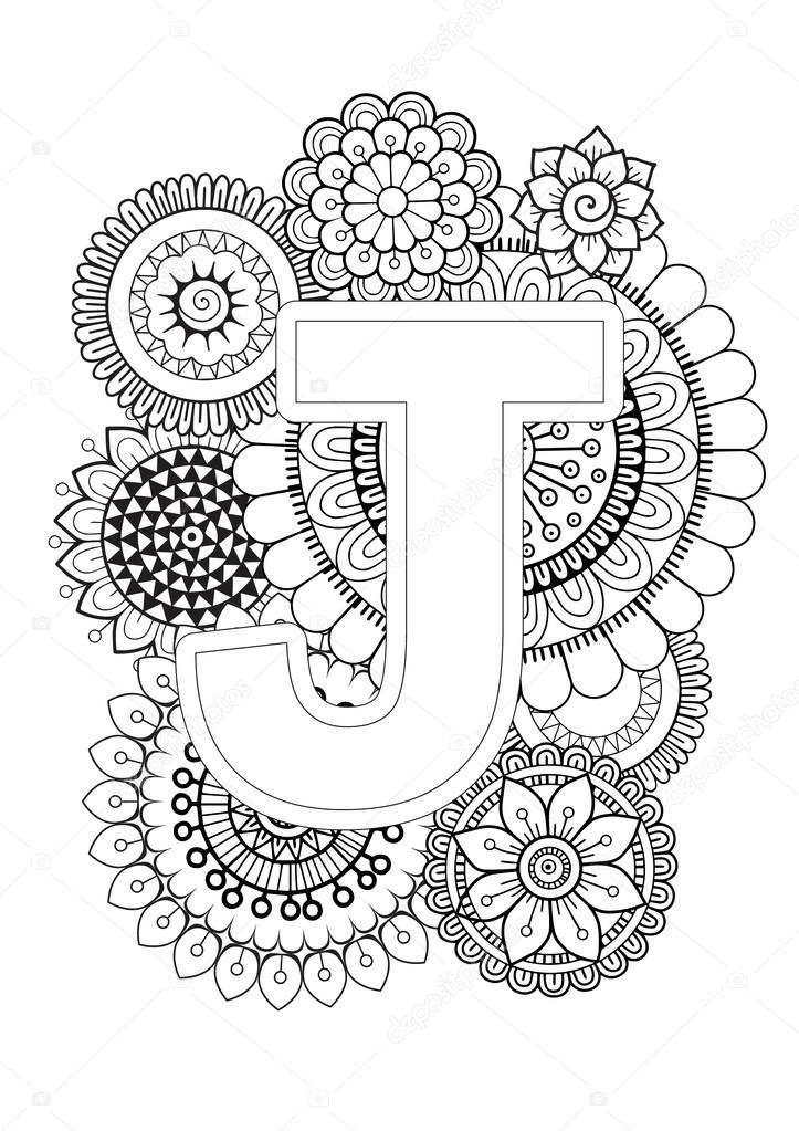 Coloring book for adult mandala and sunflower abc book stock vector by natasha