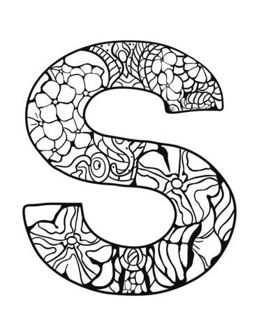 Dibujo de letra s zentangle para colorear dibujos para colorear imprimir gratis