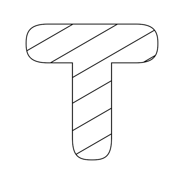 Dibujo para colorear con la letra t para niãos vector premium