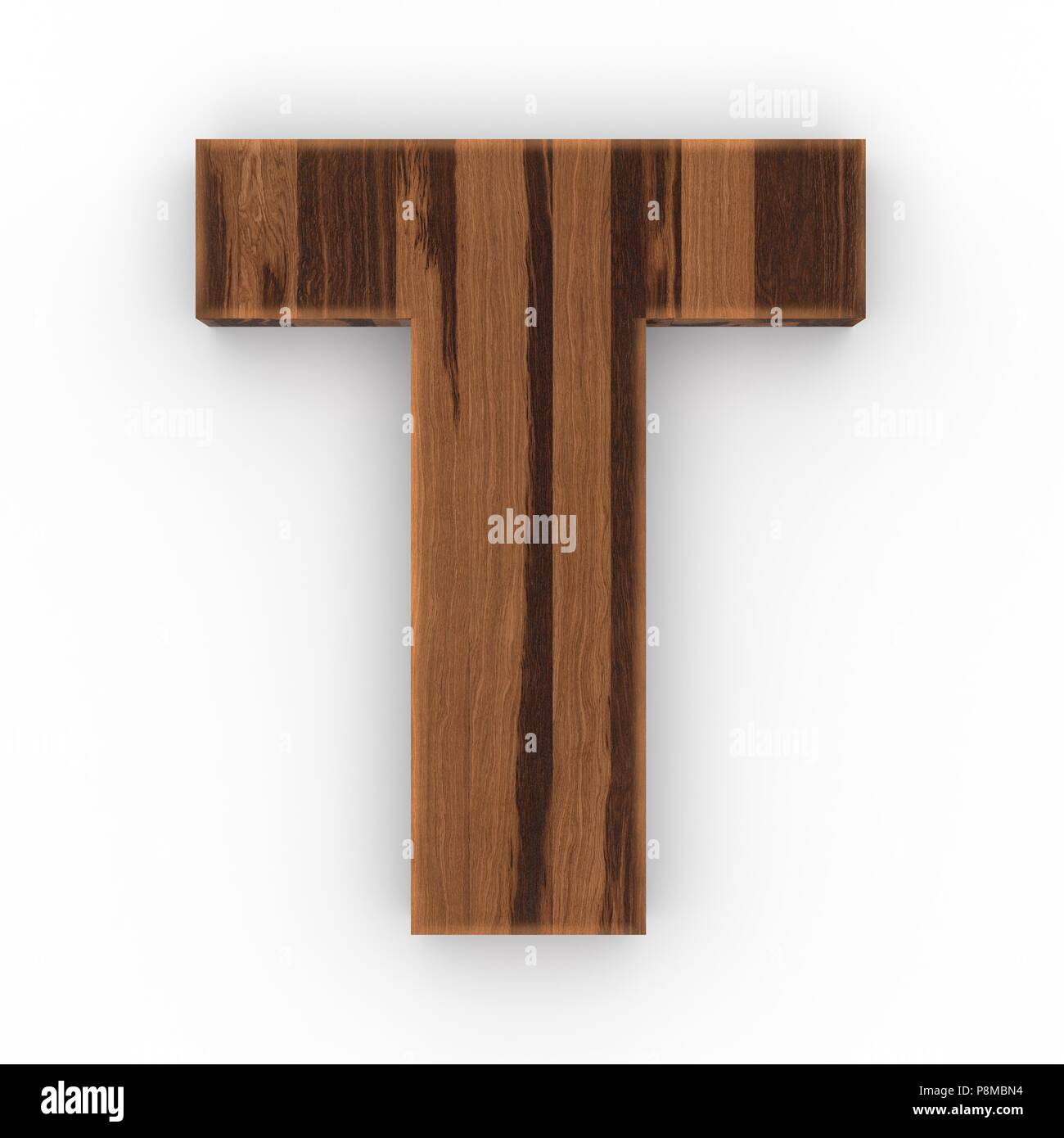 T letra madera imãgen recortadas de stock