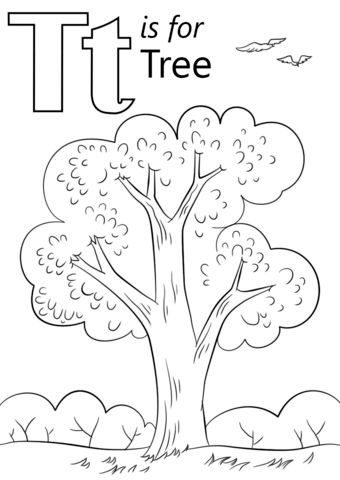 Letter t is for tree coloring page from letter t category select from printable crafâ abc coloring pag prchool coloring pag alphabet coloring pag