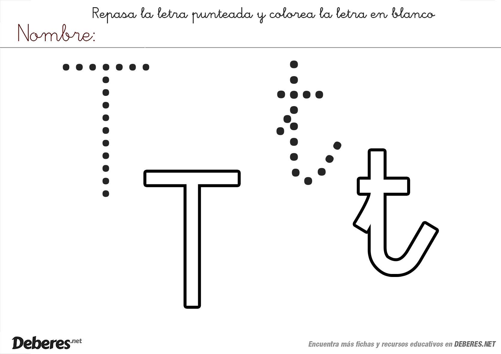 Ficha para colorear de la letra t letras para imprimir plantillas de letras para imprimir letras