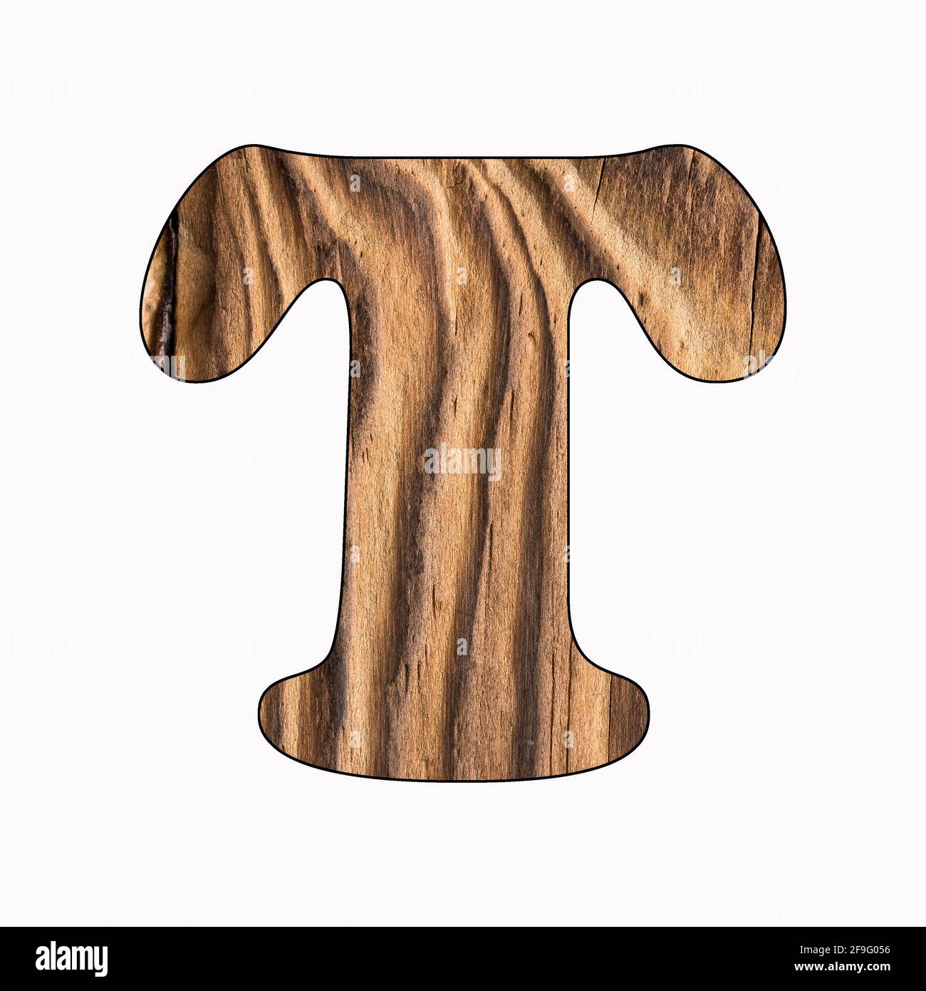 T letra madera imãgen recortadas de stock