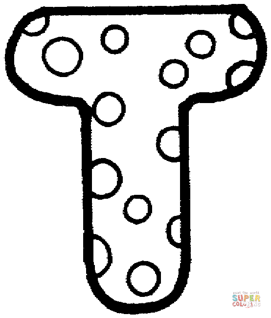 Letter t with polka dot coloring page free printable coloring pages
