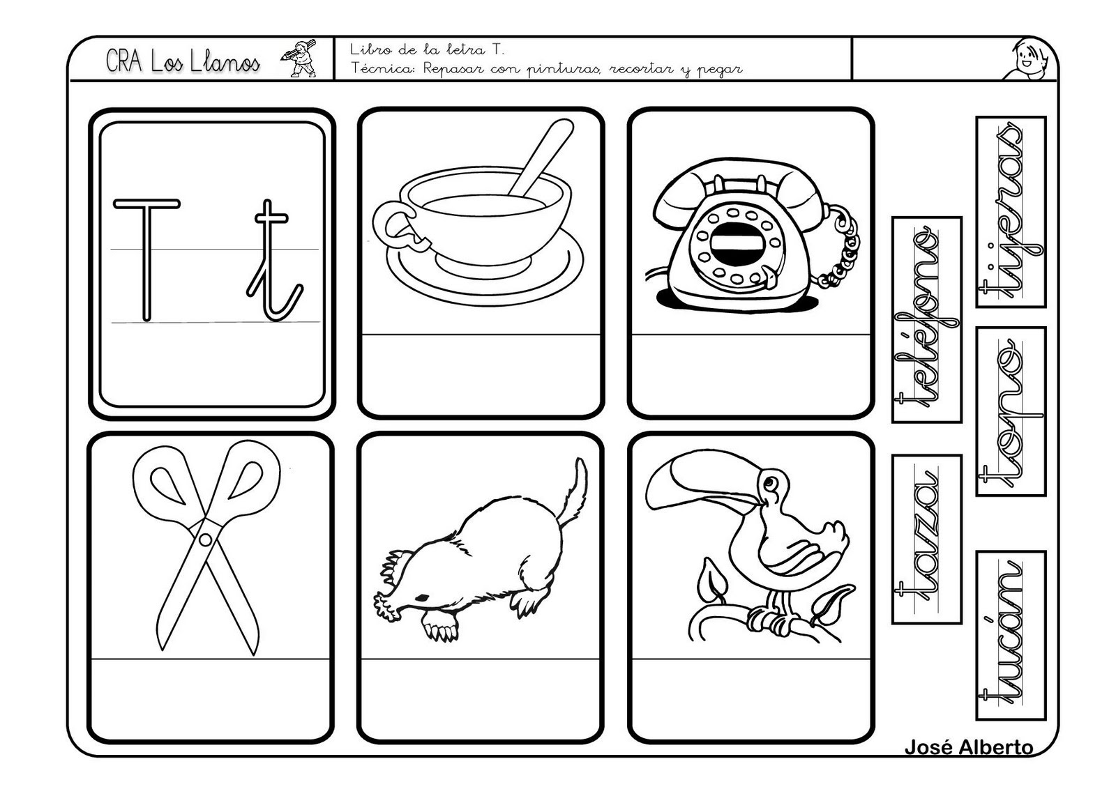 Lectoescritura letra t â fichas escritura infantil