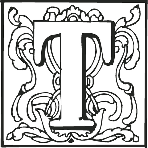 Letter t with ornament coloring page free printable coloring pages