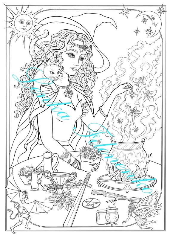 Dibujo para colorear para adultos dibujo para colorear arts bruja descargar e imprimir en pdf