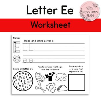 Letter e homework tpt