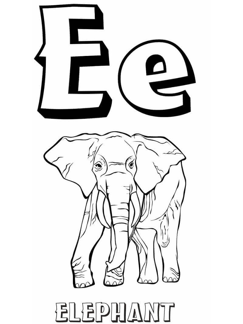 Letra e para colorear imprimir e dibujar â