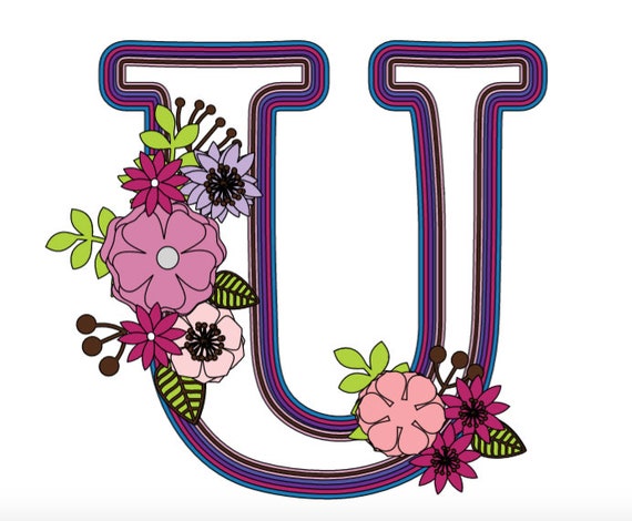 Layered letter u with flowers svg file alphabet svg for cricut layered letters svg cake topper letter cricut file digital file