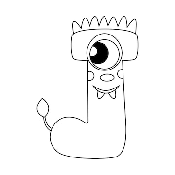 Premium vector monster alphabet coloring page book coloring page english alphabet for children with funny and sad monsters funny alphabet of cartoon characters vector font letters of ic monster creature faces