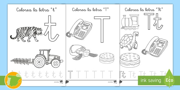 Hoja de colorear la letra t teacher