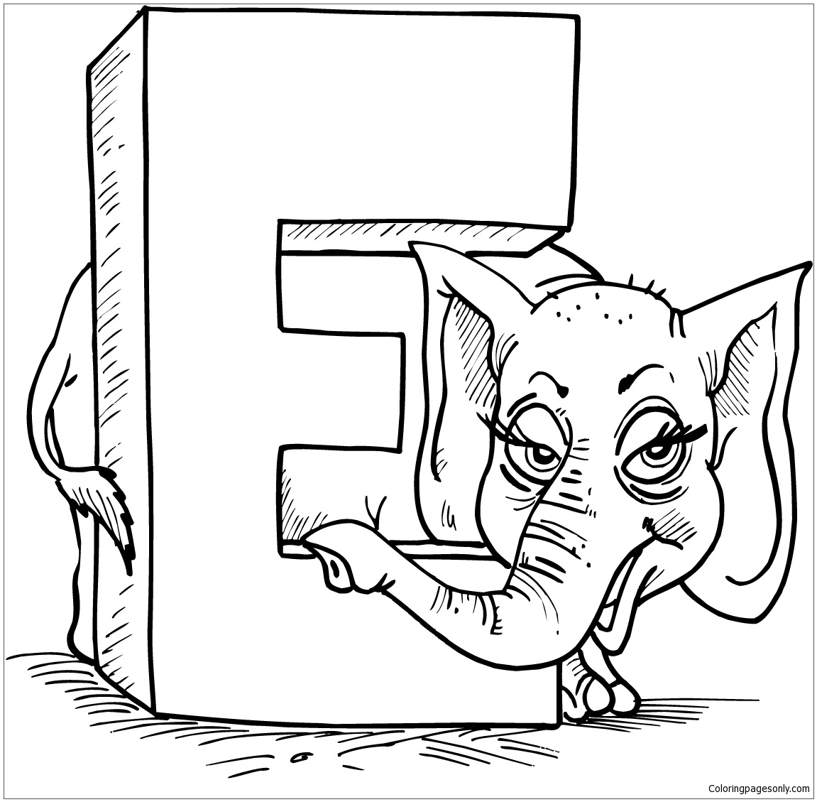 Letter e coloring pages