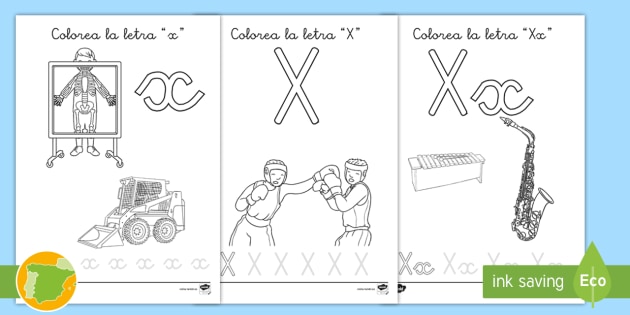 Hoja de colorear la letra x teacher