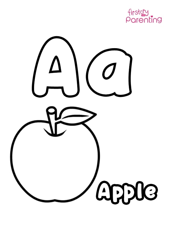 A for apple coloring page for kids