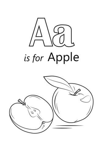 Letter a is for apple coloring page free printable coloring pages