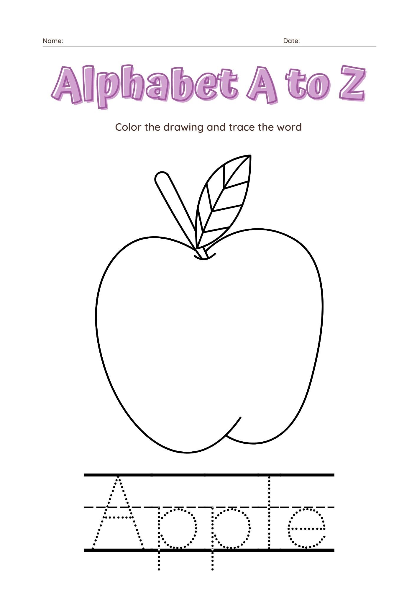 Alphabet a to z fruit coloring worksheet book fun back to school smartkid