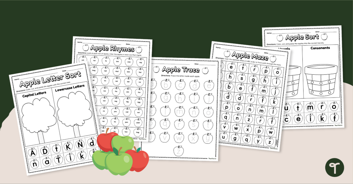 Apple theme worksheets