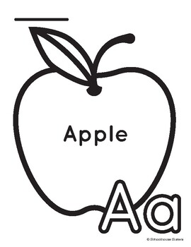 Letter a for apple coloring and trace sheet by schoolhouse sisters