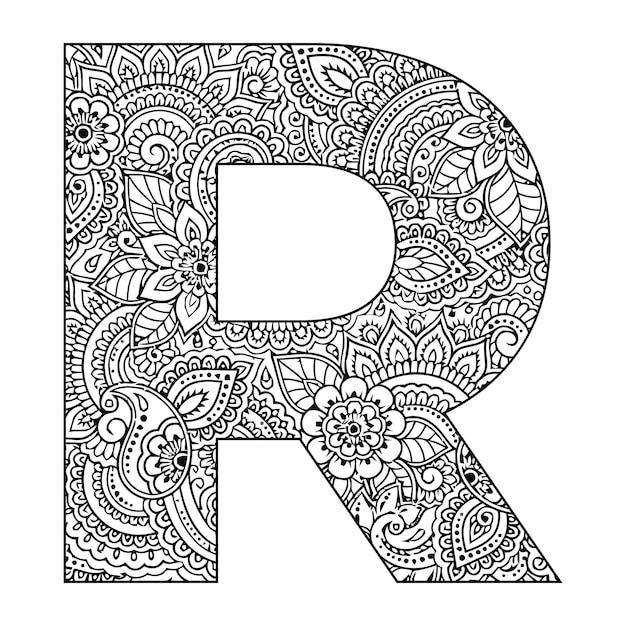 Premium vector mandala alphabet coloring page for kids