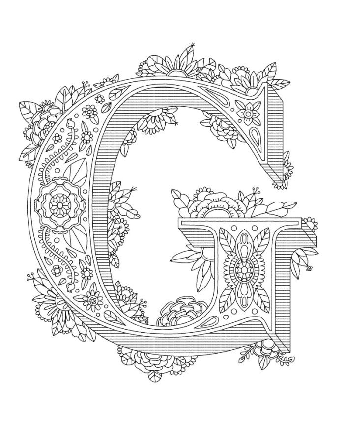 Adult coloring pages letters